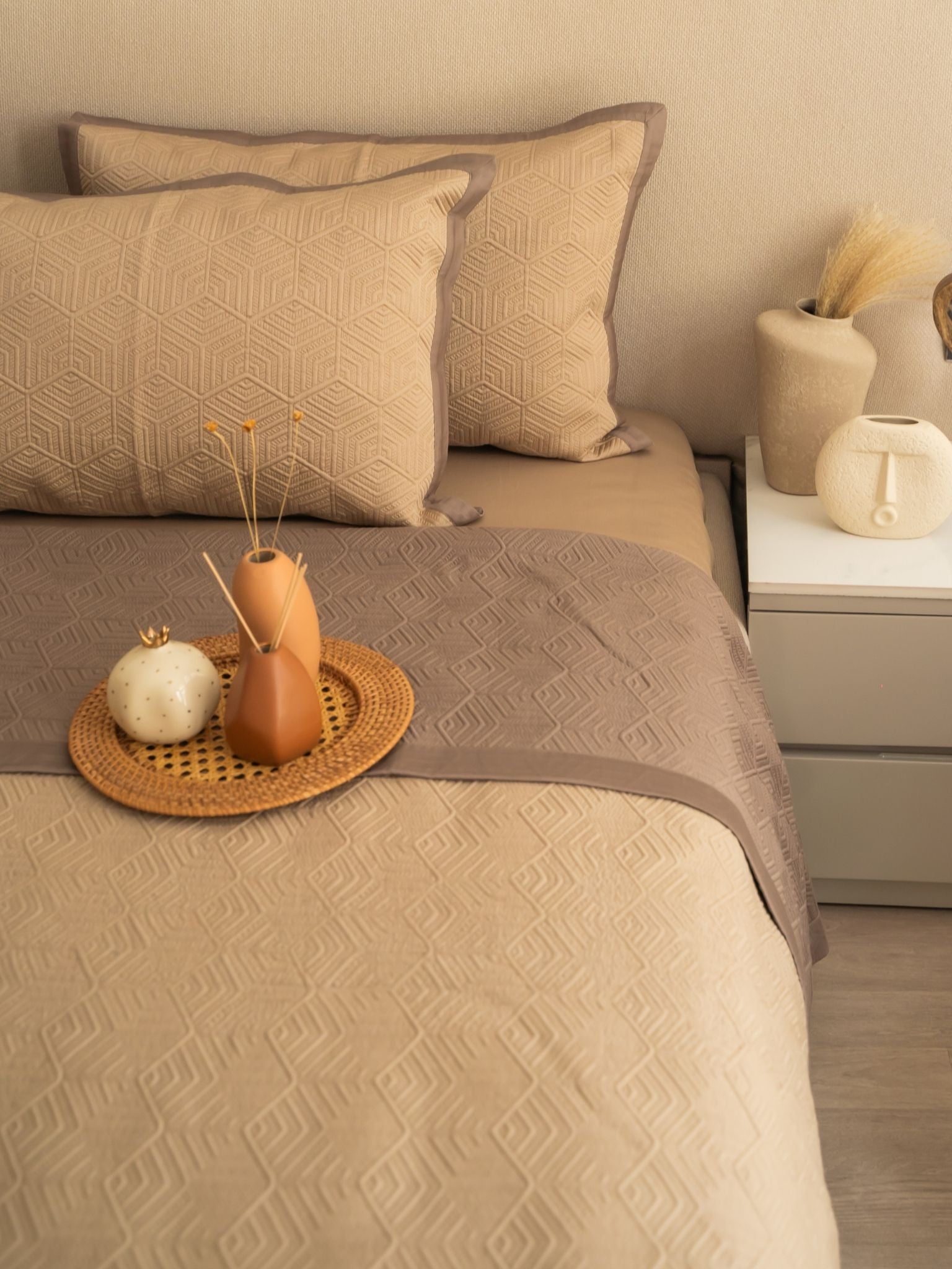 Sadyaska Mirth Sand and Taupe 300TC Cotton 10 Pcs Bedding Set