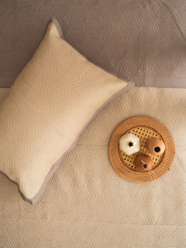 Sadyaska Mirth Sand and Taupe Cotton Reversible 1 Pcs Bedspread