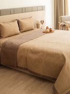 Sadyaska Mirth Sand and Taupe Cotton Reversible 1 Pcs Bedspread