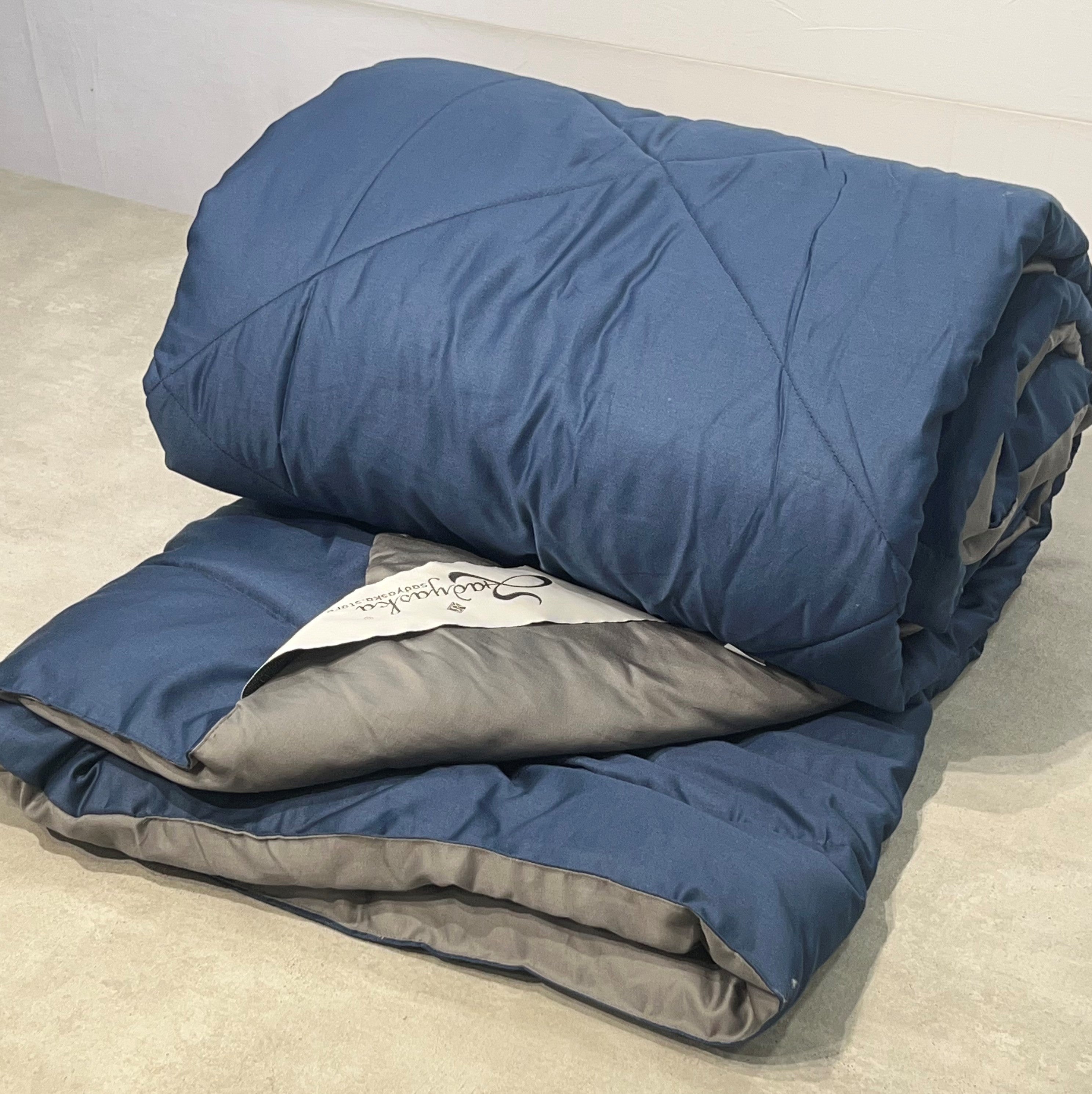 Sadyaska Navy and Dark Grey 1000TC Cotton Rich Reversible Downfill 1 Pcs Quilt