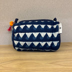 Sadyaska Indigo Printed Cotton Medium Size ed Wedding Jewelry Pouch / Cosmetic / Make Up Case Multifunction Storage 1 Pcs Quilt