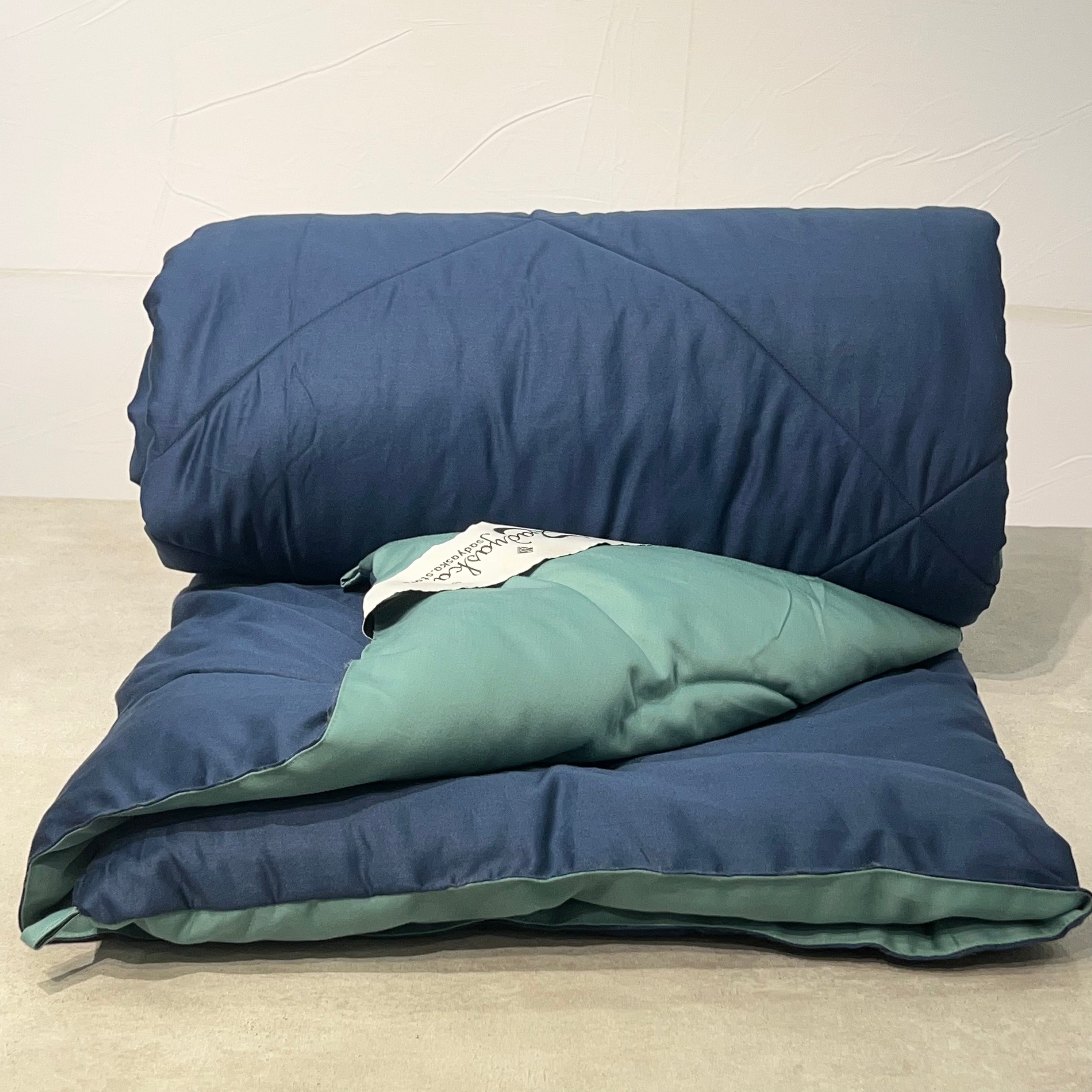 Sadyaska Navy and Turquoise 1000TC Cotton Rich Reversible Downfill 1 Pcs Quilt