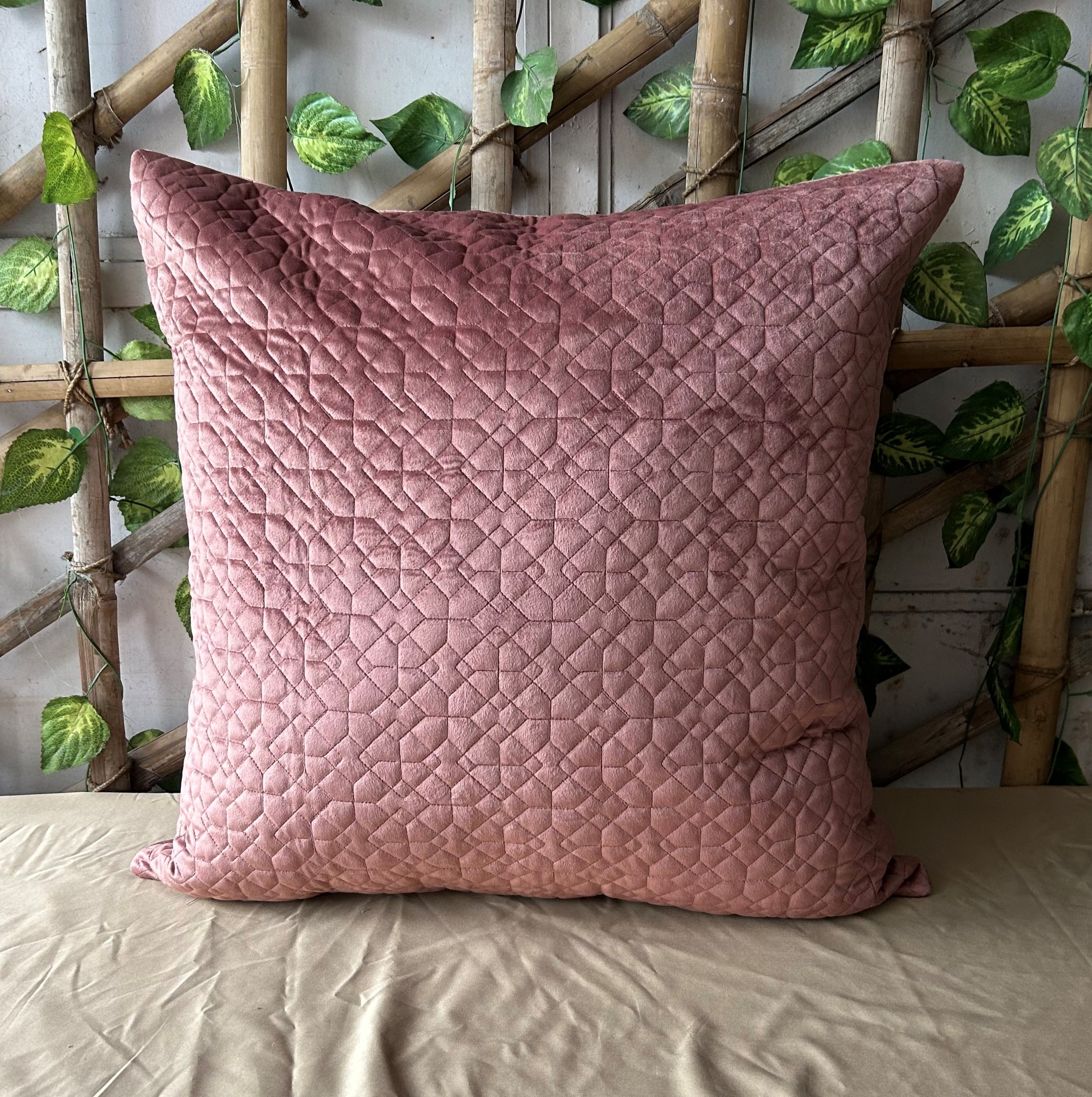 Sadyaska Nouveau Blush Quilted Reversible Velvet 1 Pcs Euro Sham