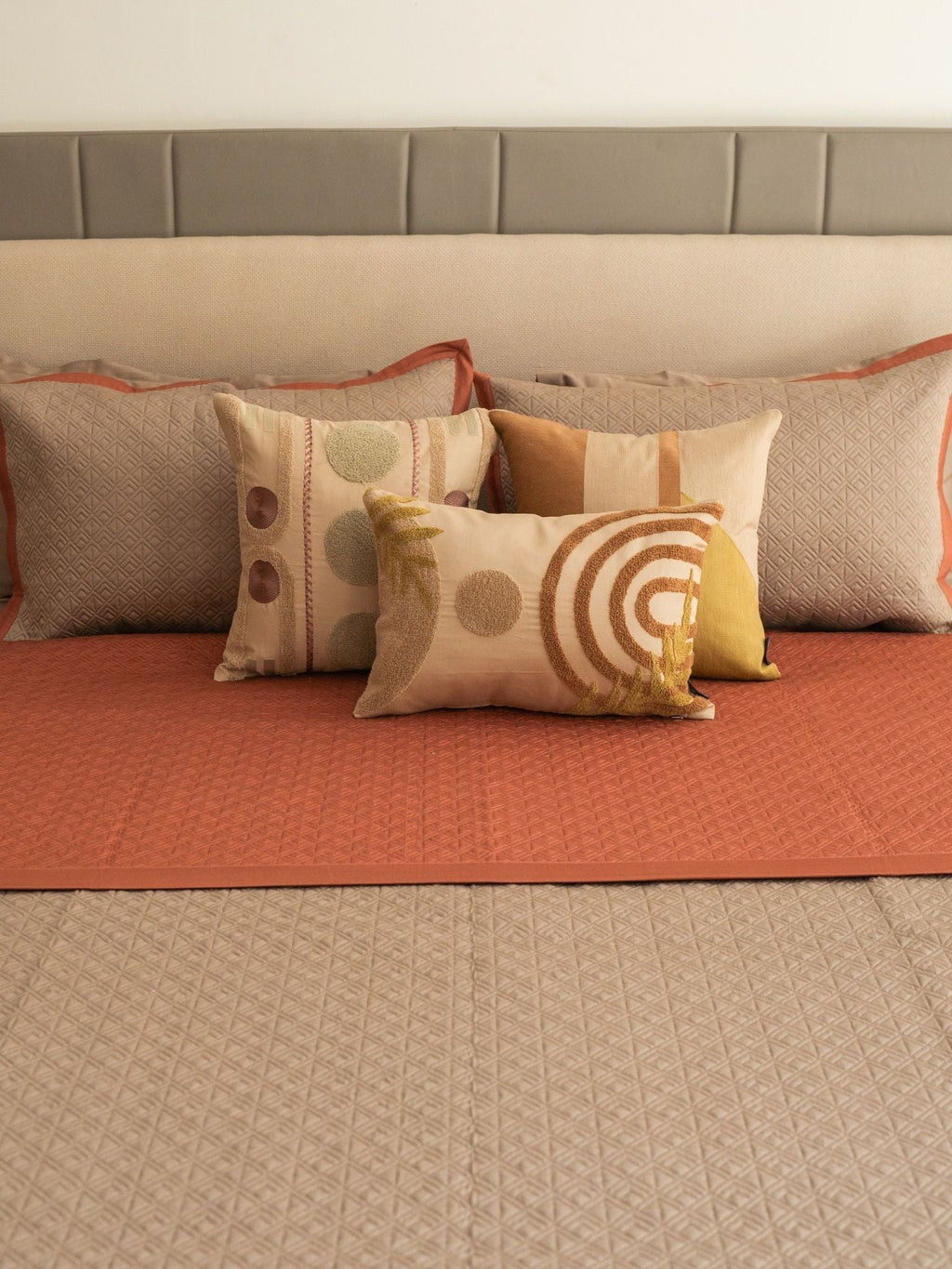 Sadyaska Nadire Mocha and Terracotta 300TC Cotton 10 Pcs Bedding Set