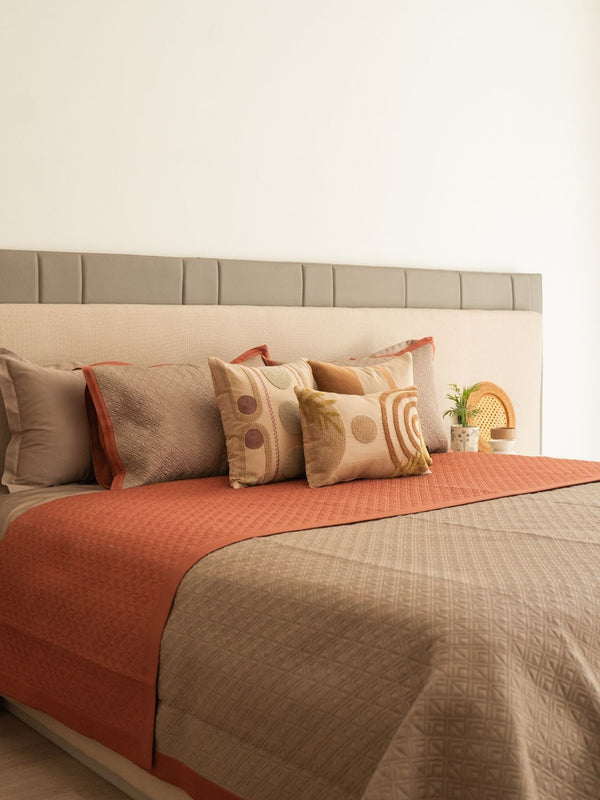 Sadyaska Nadire Mocha and Terracotta 300TC Cotton 10 Pcs Bedding Set