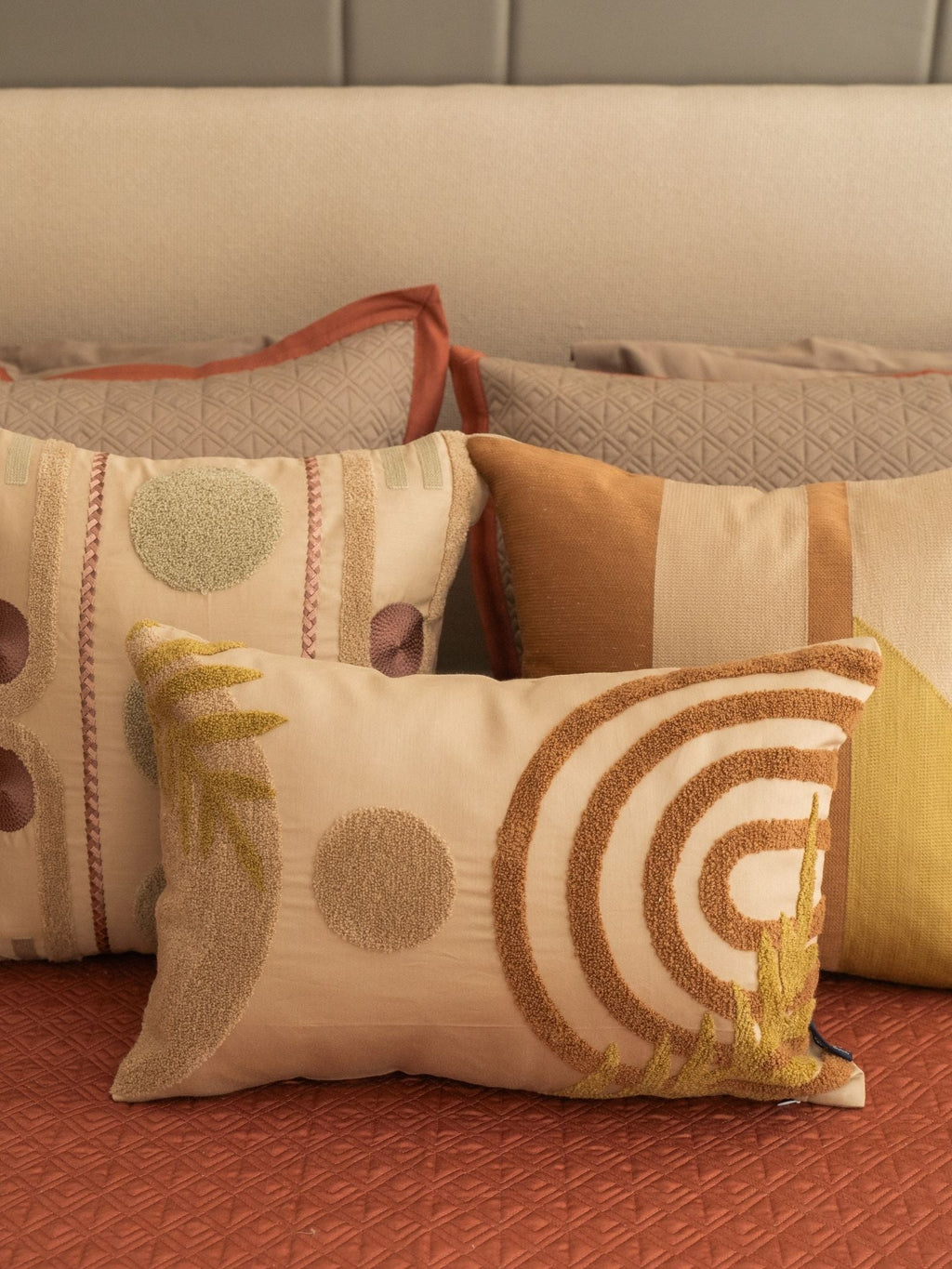 Sadyaska Nadire Mocha and Terracotta 300TC Cotton 10 Pcs Bedding Set