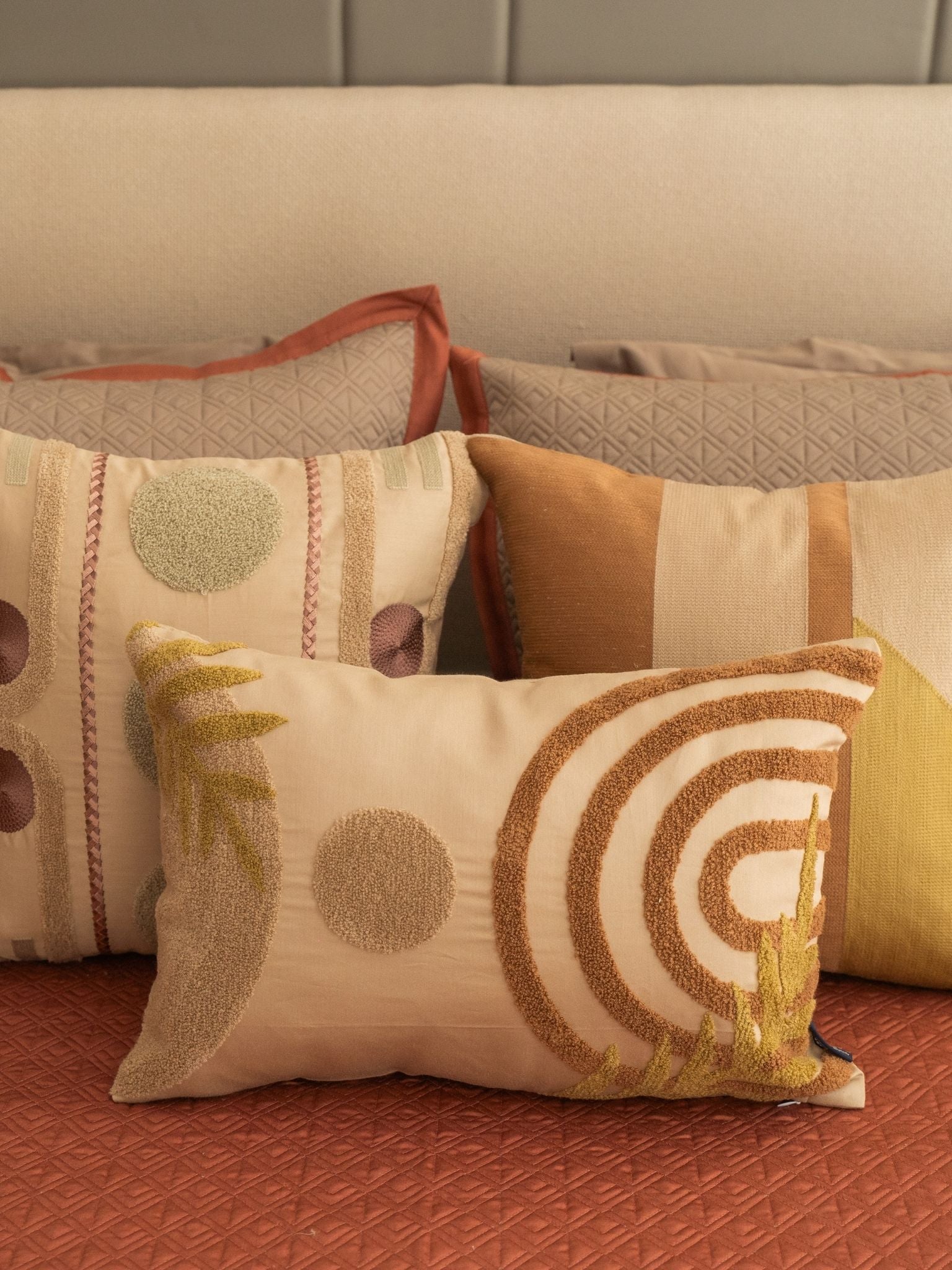 Sadyaska Nadire Mocha and Terracotta 300TC Cotton 10 Pcs Bedding Set