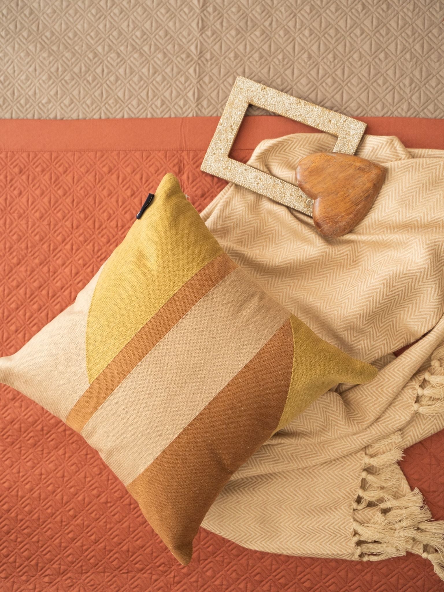 Sadyaska Nadire Mocha and Terracotta 300TC Cotton 10 Pcs Bedding Set