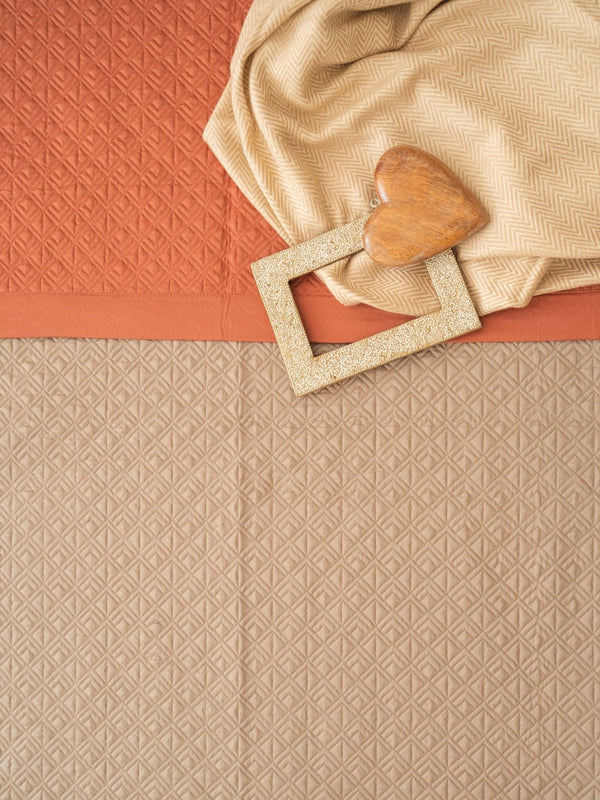 Sadyaska Nadire Mocha and Terracotta Cotton Reversible 1 Pcs Bedspread