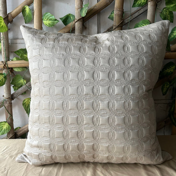 Sadyaska Orbit Beige and Taupe Quilted Reversible Cotton 1 Pcs Euro Sham