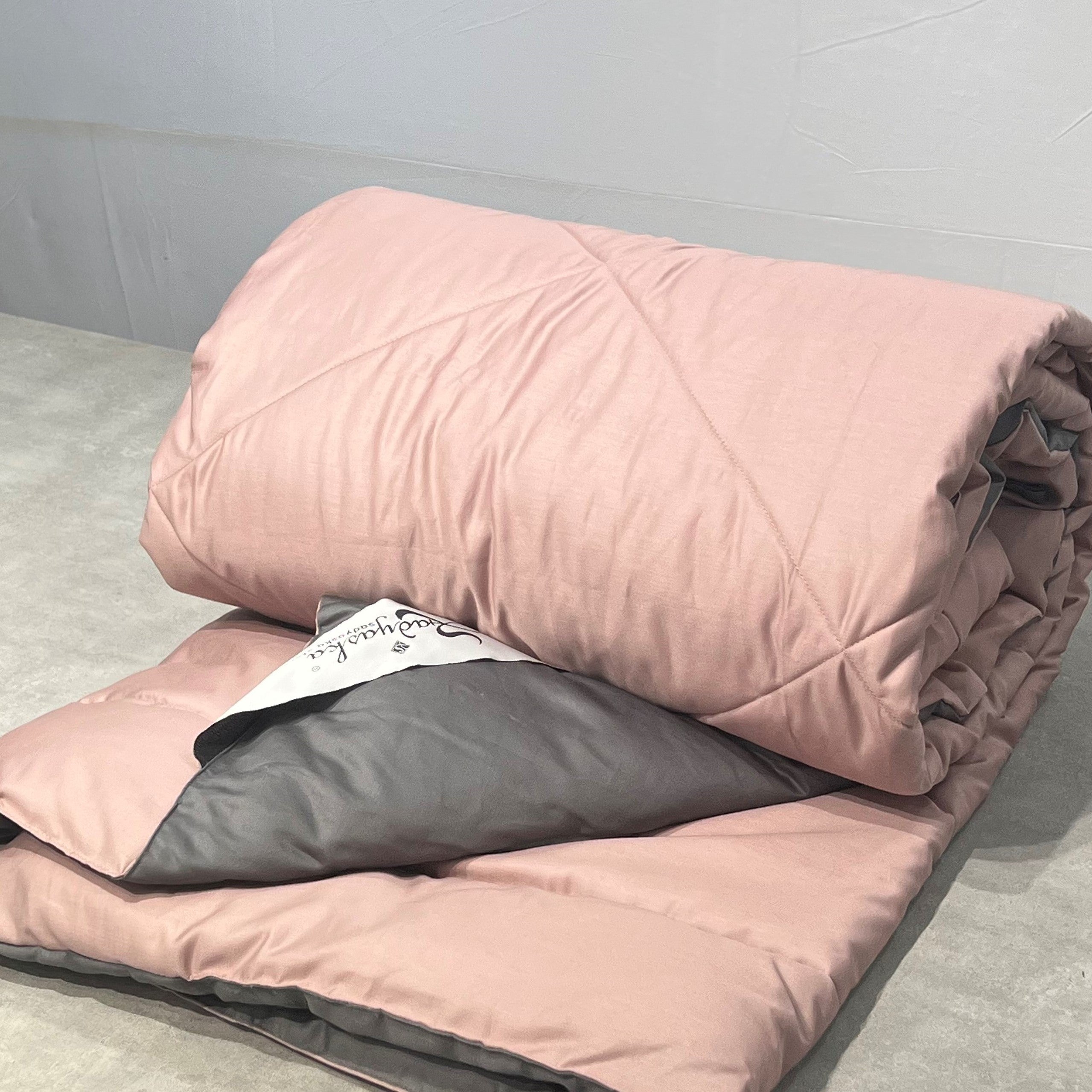 Sadyaska Old Rose and Dark Grey 1000TC Cotton Rich Reversible Downfill 1 Pcs Quilt