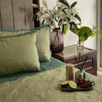 Sadyaska Quilted Turquoise and Lime Green Ornate Reversible 1 Pcs Bedspread