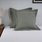 Emmie 100% Egyptian Cotton Woven Green 2PC Pillow Case Euro Set