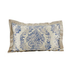 Vintage Quilted Hand Gallant Damask Print Pillow Sham Set Blue