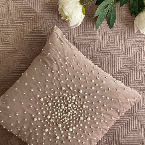 Sadyaska Decorative Pearl Onion Pink Velvet 16x16 1 Pcs Cushion Cover