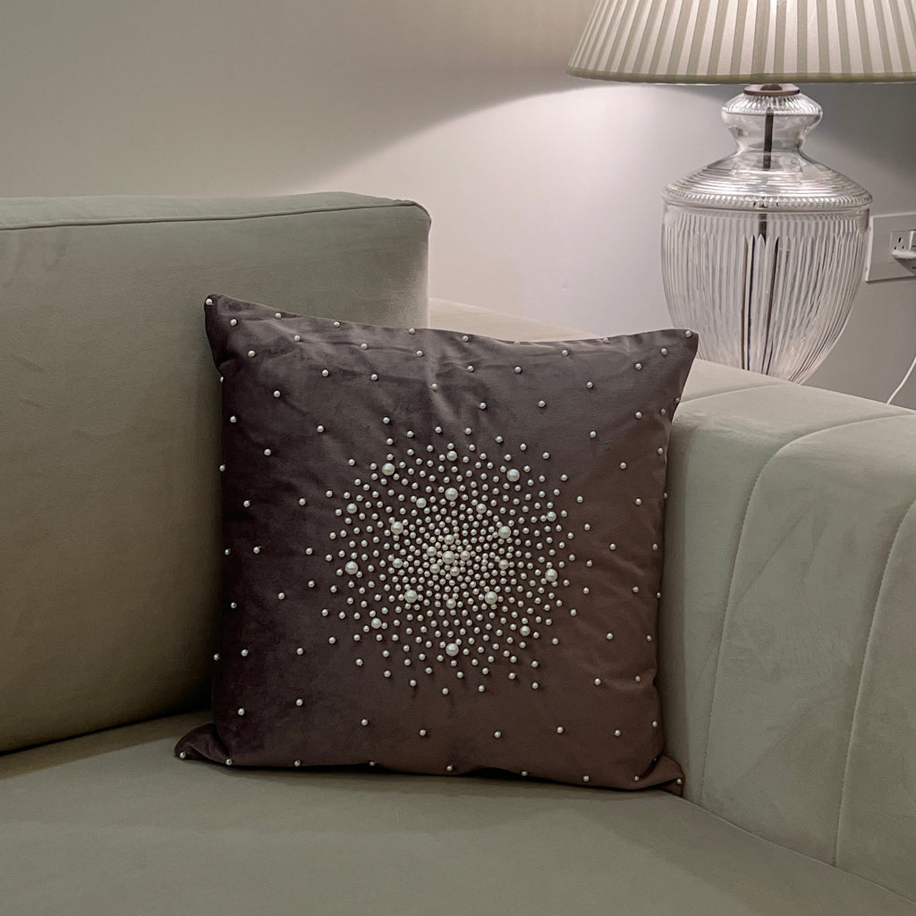 Sadyaska Decorative Pearl Lilac Velvet 16x16 1 Pcs Cushion Cover
