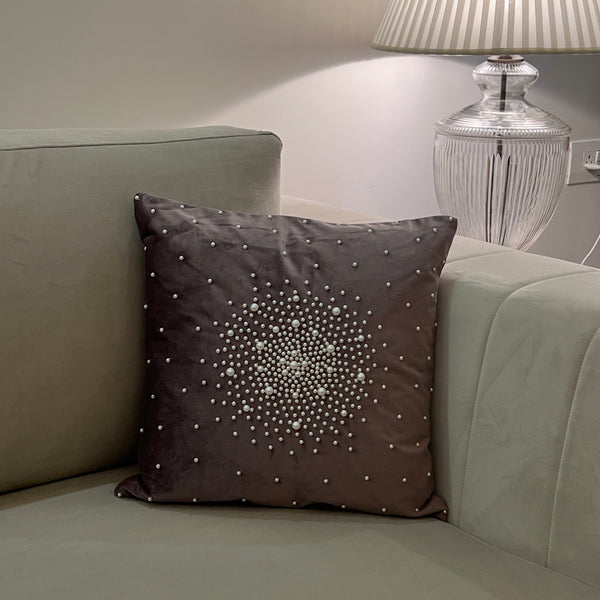 Sadyaska Decorative Pearl Lilac Velvet 16x16 1 Pcs Cushion Cover