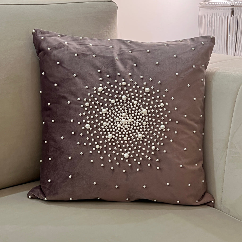 Sadyaska Decorative Pearl Lilac Velvet 16x16 1 Pcs Cushion Cover