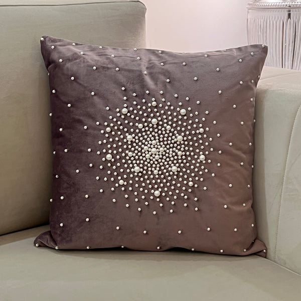 Sadyaska Decorative Pearl Lilac Velvet 16x16 1 Pcs Cushion Cover