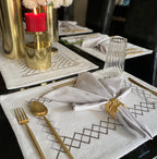Sadyaska Zigzag Grey - Set of 2 Placemats & 2 Napkins 1 Pcs Table Linen