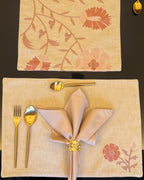 Sadyaska Floral Beige - Set of 2 Placemats & 2 Napkins 1 Pcs Table Linen