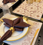 Sadyaska Geo Beige - Set of 2 Placemats & 2 Napkins 1 Pcs Table Linen