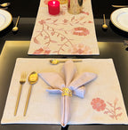 Sadyaska Floral Beige - Set of 2 Placemats & 2 Napkins 1 Pcs Table Linen