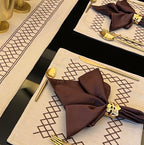 Sadyaska Zigzag Beige - Set of 2 Placemats & 2 Napkins 1 Pcs Table Linen
