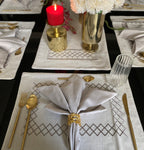 Sadyaska Zigzag Grey - Set of 2 Placemats & 2 Napkins 1 Pcs Table Linen