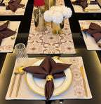 Sadyaska Geo Beige - Set of 2 Placemats & 2 Napkins 1 Pcs Table Linen