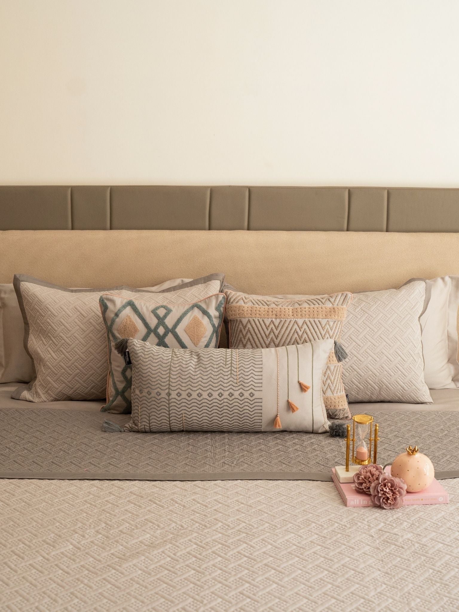 Sadyaska Poppy Pearl Grey and Slate 300TC Cotton 10 Pcs Bedding Set