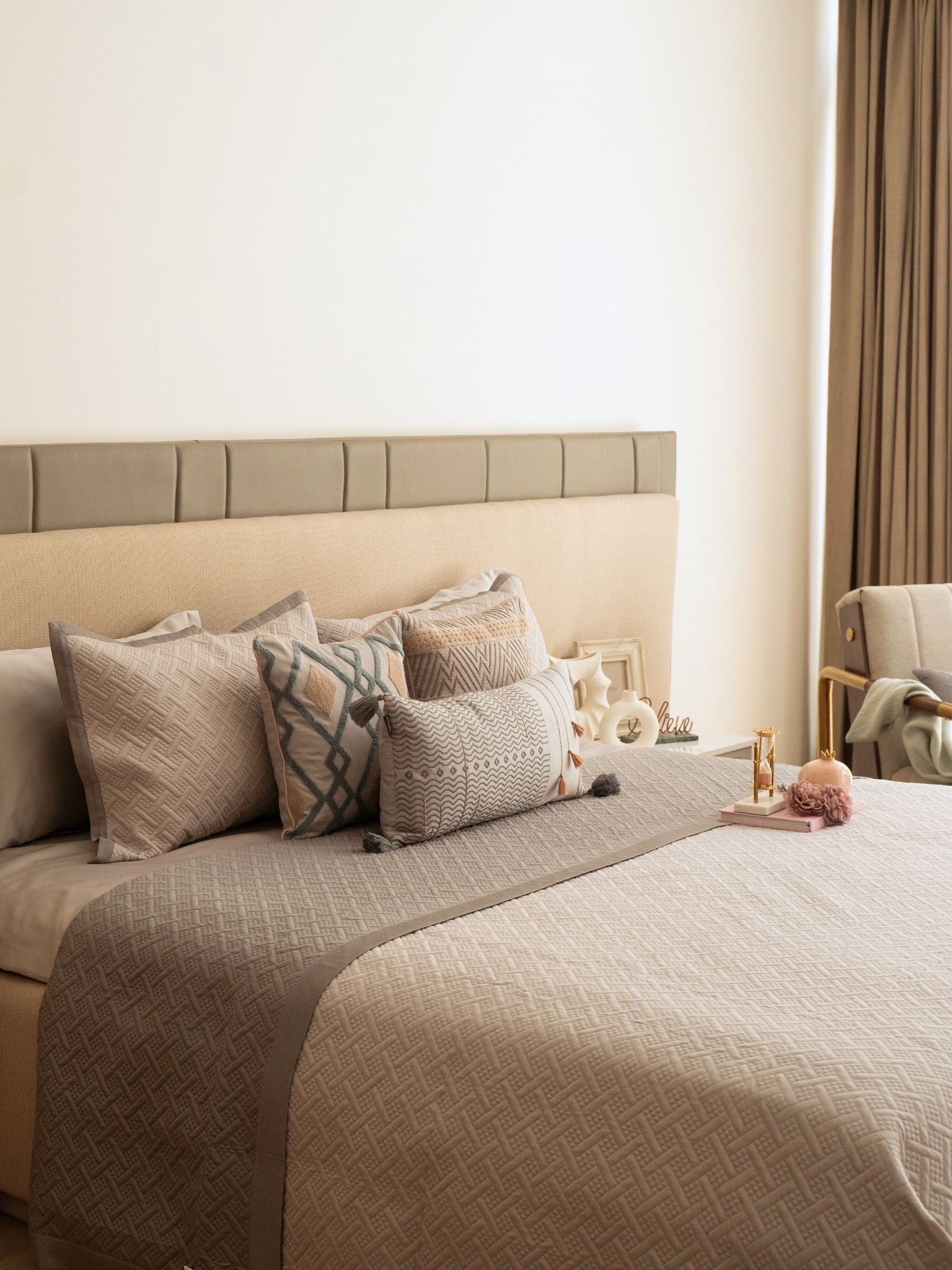 Sadyaska Poppy Pearl Grey and Slate Cotton Reversible 1 Pcs Bedspread