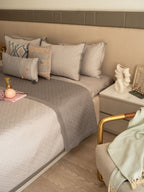 Sadyaska Poppy Pearl Grey and Slate 300TC Cotton 10 Pcs Bedding Set