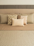 Sadyaska Poppy Sand and Beige Cotton Reversible 1 Pcs Bedspread