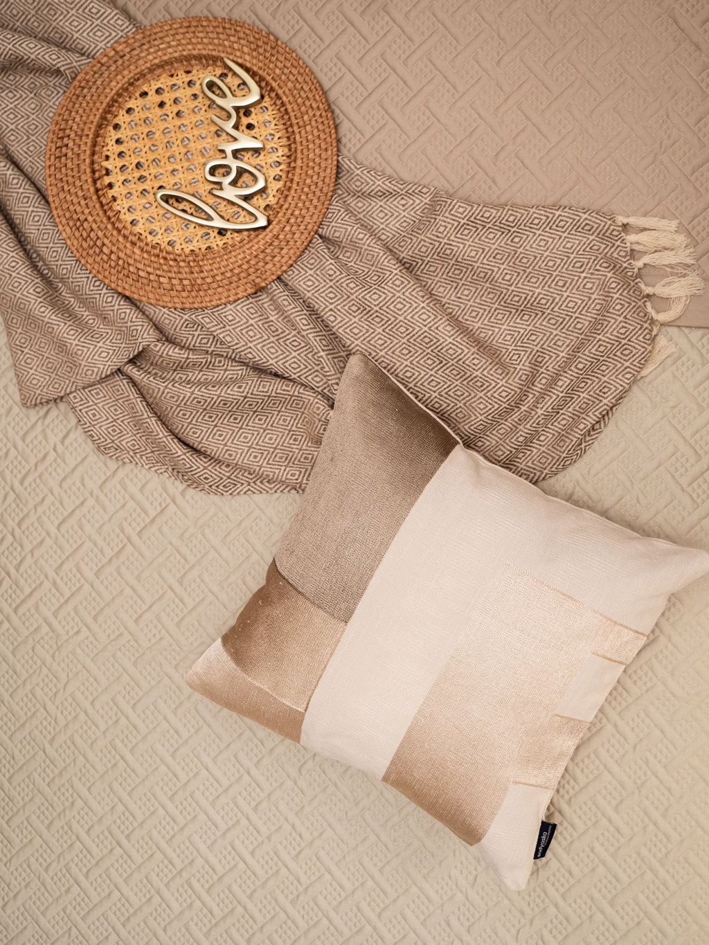 Sadyaska Poppy Sand and Beige 300TC Cotton 10 Pcs Bedding Set