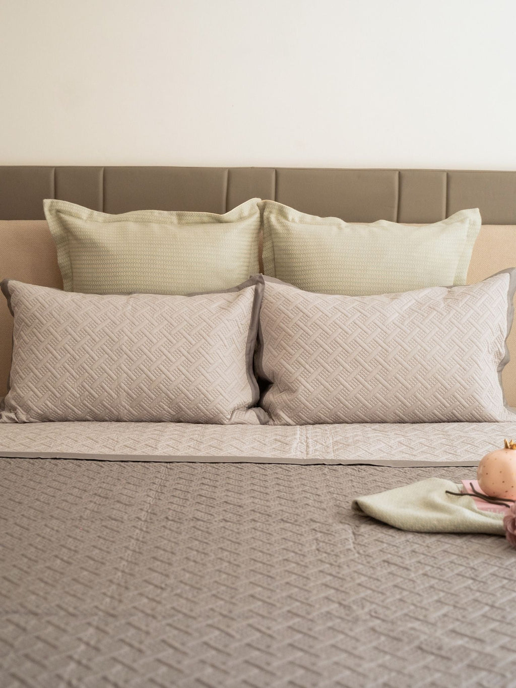 Sadyaska Poppy Pearl Grey and Slate Cotton Reversible 1 Pcs Bedspread