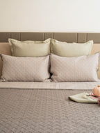 Sadyaska Poppy Pearl Grey and Slate Cotton Reversible 1 Pcs Bedspread