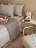 Sadyaska Poppy Pearl Grey and Slate Cotton Reversible 1 Pcs Bedspread