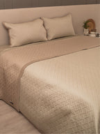 Sadyaska Poppy Sand and Beige Cotton Reversible 1 Pcs Bedspread