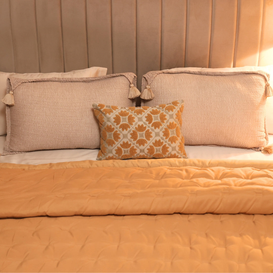 Sadyaska Beige Double Bed Reversible Heavy Winter Downfill Micro Peach 1 Pcs Quilt