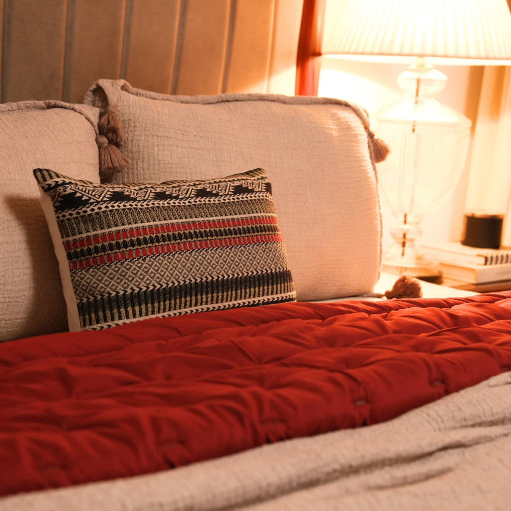 Sadyaska Maroon Double Bed Reversible Heavy Winter Downfill Micro Peach 1 Pcs Quilt