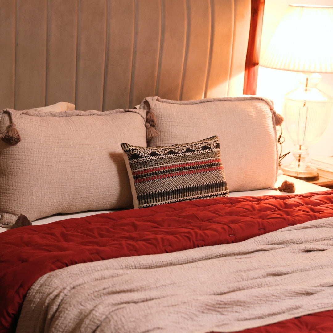 Sadyaska Maroon Double Bed Reversible Heavy Winter Downfill Micro Peach 1 Pcs Quilt