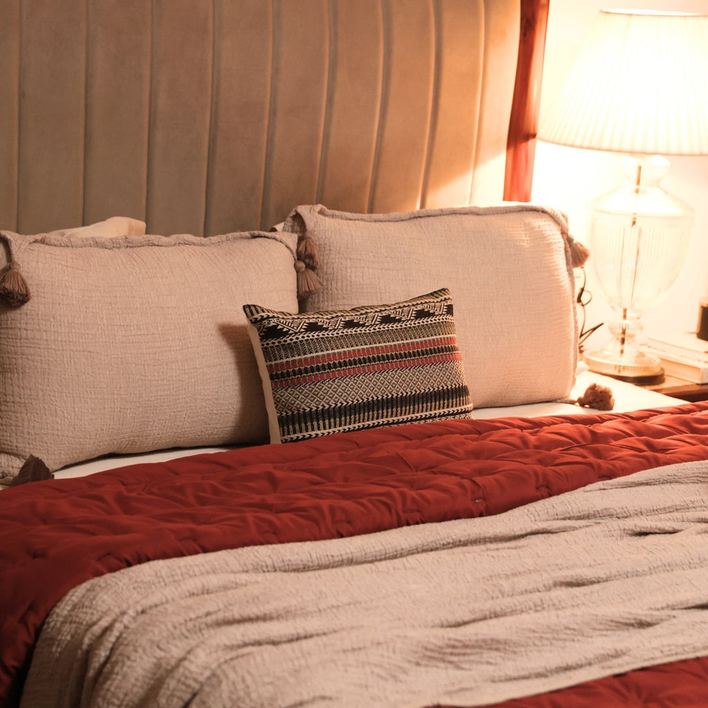 Sadyaska Maroon Double Bed Reversible Heavy Winter Downfill Micro Peach 1 Pcs Quilt