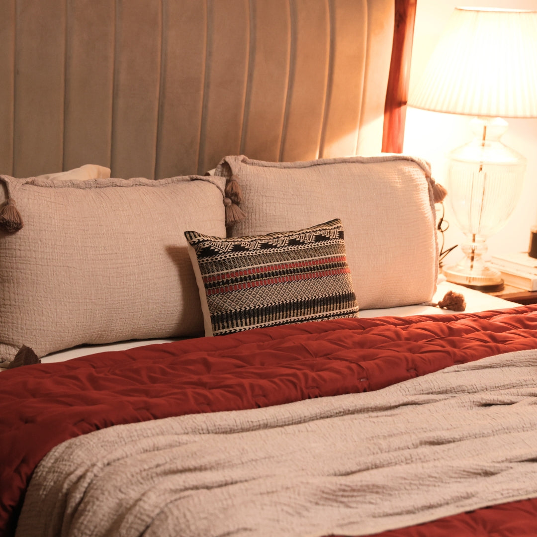 Sadyaska Maroon Double Bed Reversible Heavy Winter Downfill Micro Peach 1 Pcs Quilt