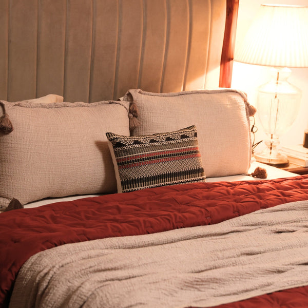 Sadyaska Maroon Double Bed Reversible Heavy Winter Downfill Micro Peach 1 Pcs Quilt