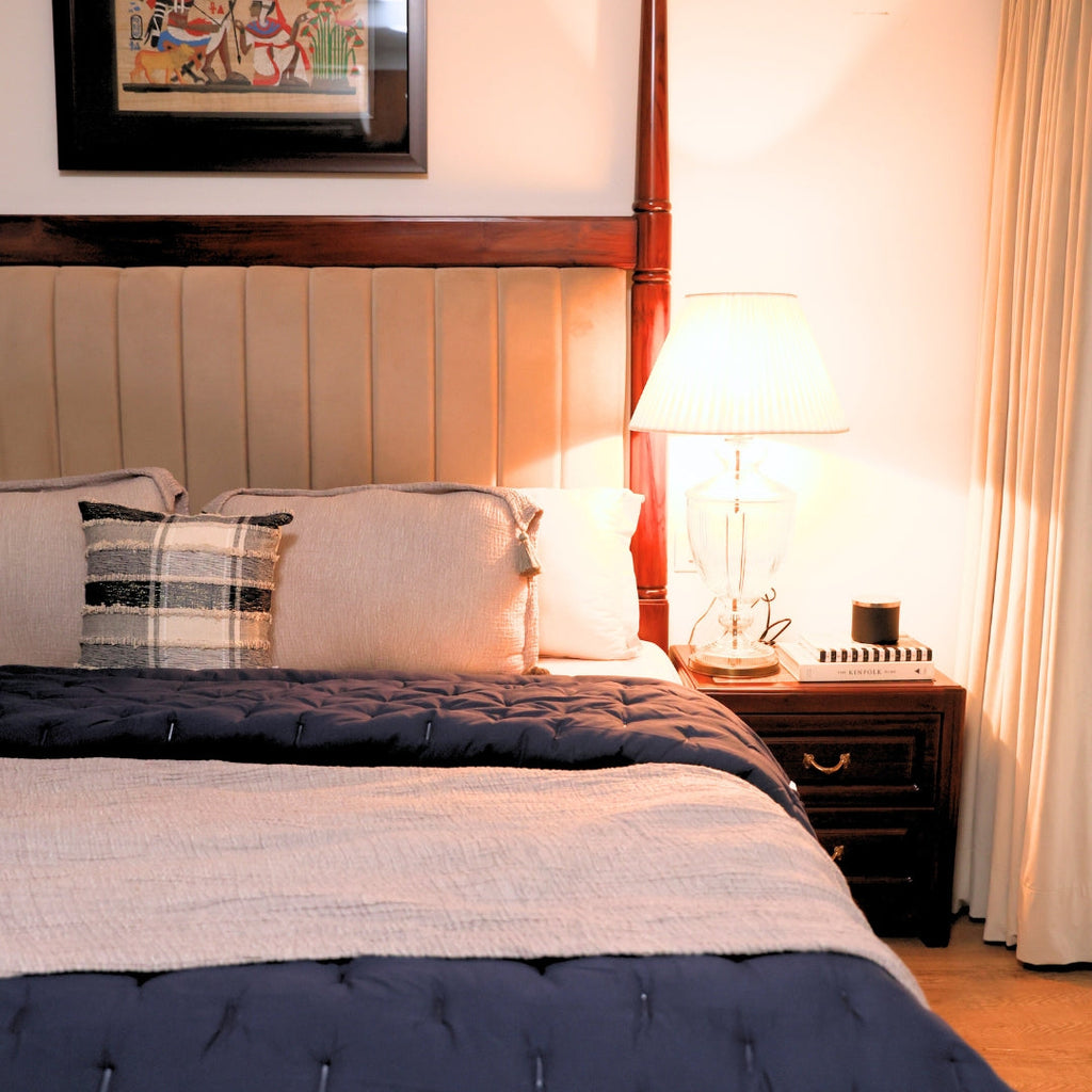 Sadyaska Navy Double Bed Reversible Heavy Winter Downfill Micro Peach 1 Pcs Quilt