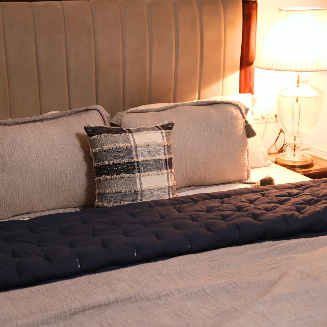 Sadyaska Navy Double Bed Reversible Heavy Winter Downfill Micro Peach 1 Pcs Quilt