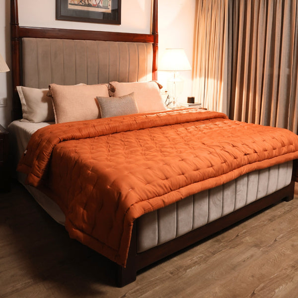 Sadyaska Rust Double Bed Reversible Heavy Winter Downfill Micro Peach 1 Pcs Quilt