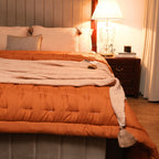 Sadyaska Rust Double Bed Reversible Heavy Winter Downfill Micro Peach 1 Pcs Quilt