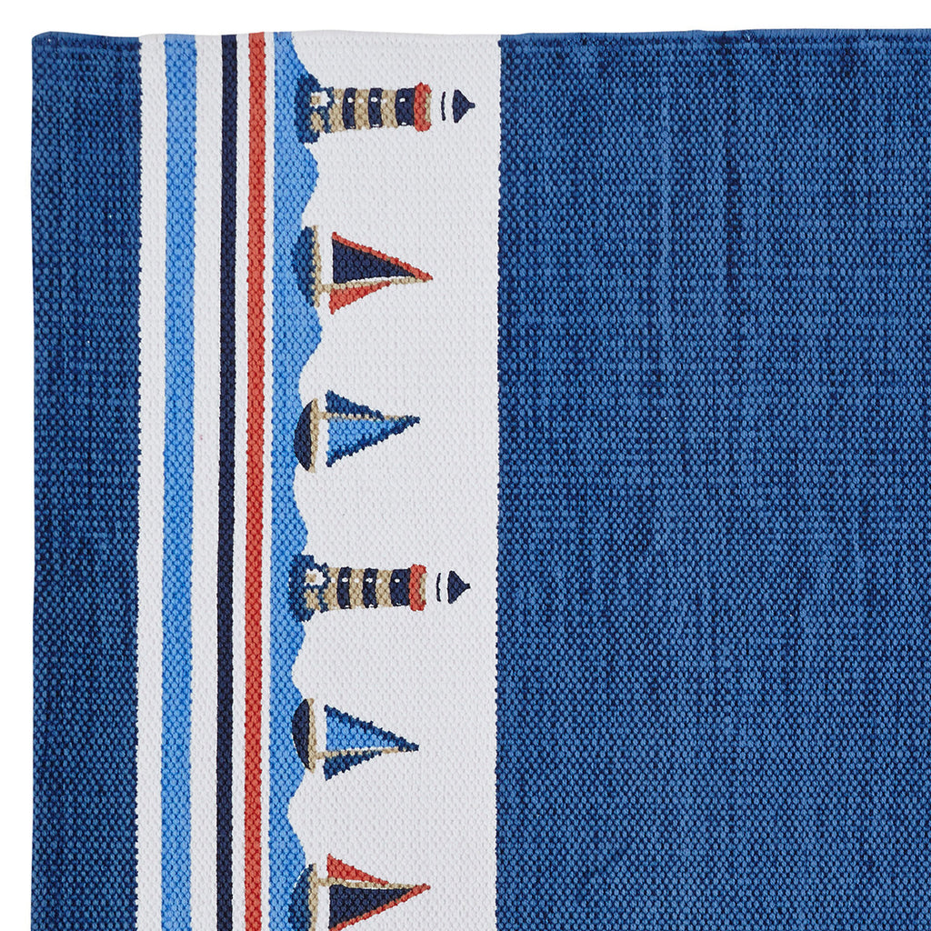 Little Maspar Little Sailor Print Kids 100% Cotton Printed Rug Blue